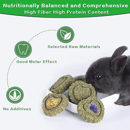 FIPASEN Rabbit Chew Toys for Teeth, 18PCS Natural Timothy Hay Chew Toy, Improve Dental Health for Bunny/ Chinchilla/ Guinea Pig/ Hamsters/ Holland Lop, Small Rodent Pet Molar Teeth Treats Toys