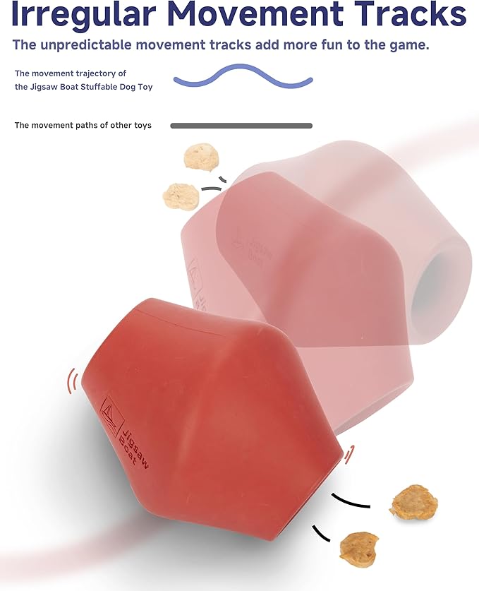 Stuffable Enrichment Dog Toy – Extra Firm Natural Rubber Treat Dispenser for Large Dogs, Irregular Shape, Blue, Bully Stick Compatible