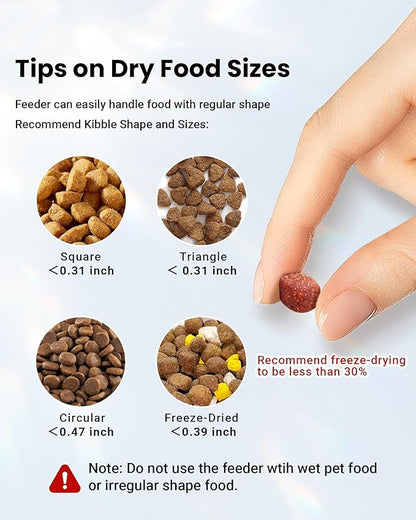 Vacqueen Automatic Cat Feeder for 3 Cats, 6L/25 Cups Smart WiFi Pet Feeder, Strong Anti-Jam System, Dual-Effect Desiccant Cat Food Dispenser, with 10S Voice Recorder for Cats and Small Dog(White)