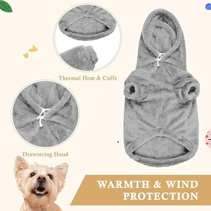 5XL Dog Sweaters for Large Dogs,Extra-Large Dog Hoodie,Warm Fuzzy Fleece Sweatshirt with Hood & Pocket,Leash Hole,Cozy Cold Weather Pet Clothes Sweater Hoodie for Large Dogs(Grey,5XL)