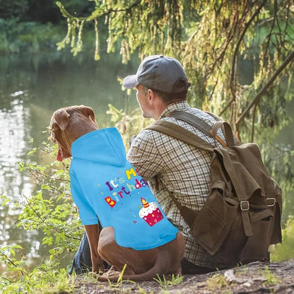 GreenJoy Dog Sweater Dog Hoodie Cold Weather Coat Hooded Sweatshirt for Puppies,Cats, Small Medium Large Dogs (Blue(It's My Birthday), Medium)