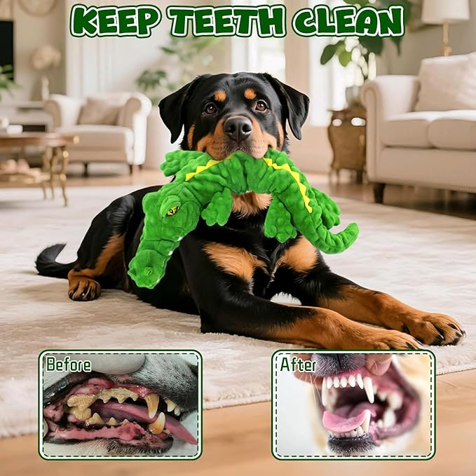 Dog Toys,Interactive Stuffed Squeaky Animal Crinkle Plush Toy for Small, Middle, Large Dogs, Interactive Dog Toy to Keep Them Busy,Large Dog Toys for Tug of War Game,Crocodile