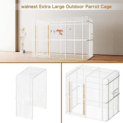 wonline 10FT Extra Large Bird Cage for Parakeets Outdoor Bird Aviary Parrot Cage with Perch, Walk-in Heavy Duty Birdcage for Macaws Canaries Parrots Budgie Lovebirds, White