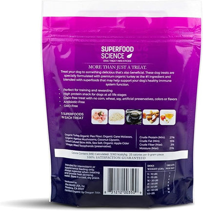 Organic Dog Treats for Small, Medium & Large Dogs – All-Natural Turkey Training Treats for Puppies & Adult Dogs, Grain-Free, Hypoallergenic, Healthy, Low-Calorie, Semi-Soft Chews, Made in USA, 5 oz