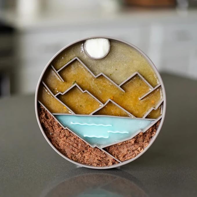 Messy Mutts and Cats Interactive Slow Feeder | Mountain Grey - 2 Cup Capacity | 8” Round Silicone Puzzle Slow Feeder for Dogs/Cats | Enrichment Food Dish for Slow Eating, Bloating