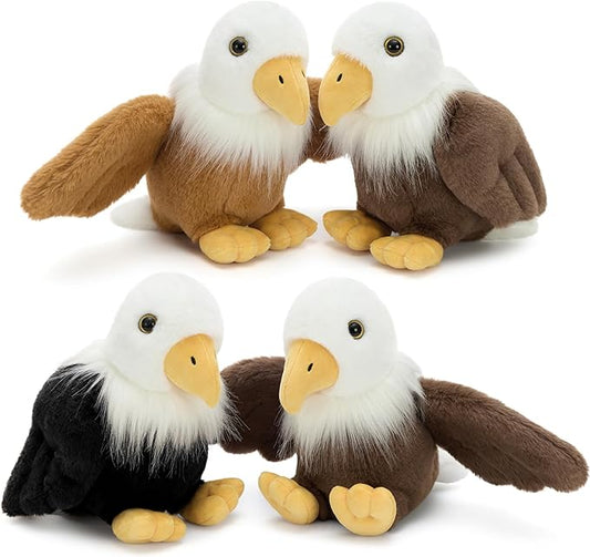 Tezituor 4 Pcs Bald Eagle Plush Toys – 7" Cuddly Eagle Stuffed Animals for Party Favor, Perfect Collectible Gift for Kids & Patriotic Enthusiasts