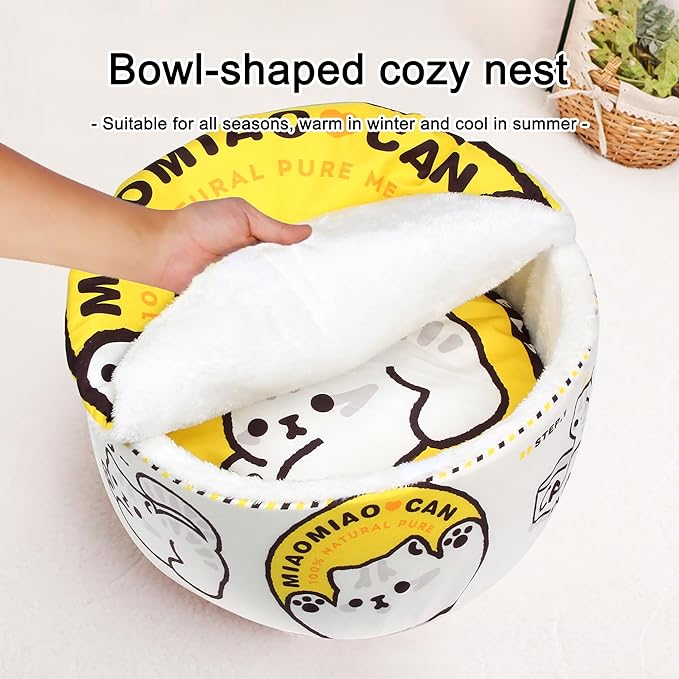 寵幸 Ramen Noodle Dog & Cat Bed,Keep Warm and Super Soft Creative Pet Nest for Indoor Cats,Removable Washable Cushion for Small Medium Large Dogs and Cats