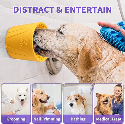 Dog Lick Bowl, Bestalk Anxiety Relief Slow Feeder Dog Lick Mat Treat Dispenser, Non-Slip Dog Licking Bowl Dog Enrichment Toys for Small Medium and Large Breed Dogs, BPA Free Silicone(Yellow,S)