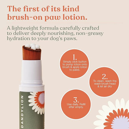 Dandylion Daily Paw Care Kit – No‑Rinse Paw Cleaner + Hydrating Paw Lotion with Brush – Gentle, pH‑Balanced, Fragrance‑Free, Plant‑Based