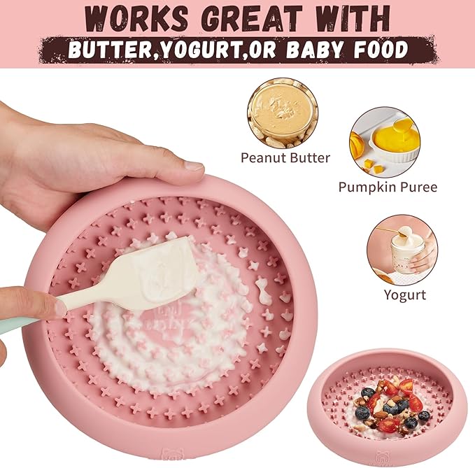 Dog Lick Bowl, Bestalk Anxiety Relief Slow Feeder Dog Lick Mat Treat Dispenser, Non-Slip Licking Bowl Enrichment Toys, BPA Free Silicone, Dishwasher Safe