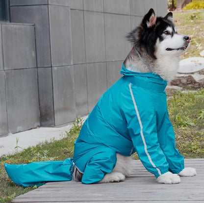 Dog Raincoat, 4 Legs Large Dog Rain Jacket with Reflective Stripe,Dog Hooded Waterproof Raincoats for Big Dogs,Large Breeds Dogs Rain Jackets with Legs,Tail(Blue,9XL)