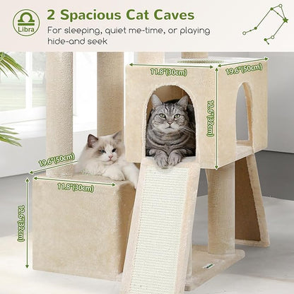 Globlazer Heavy Duty Cat Tree 78 inch Sturdy Cat Tower for 20lbs Large Adult Cats, Symmetrical Aesthetic Big Cat Tree with Extra Large Platform, 2 Scratching Boards, Z78, Beige