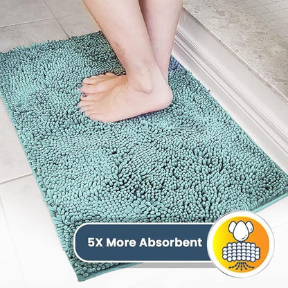 Muddy Mat® | Super Absorbent Door Mat Indoor, Microfiber Quick Dry Chenille Entryway Rug, Non-Slip Front Door Mat, Indoor Mats for Entryway, Machine Washable Pet Rug, Seafoam Green 59"x35"