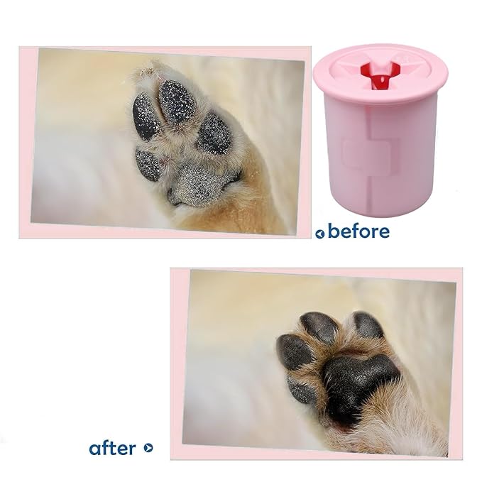 Dog Paw Cleaner Cup Dog Paw Foot Cleaner Paw Washer Portable Foot Cleaner Cup for Pet Cat-Small Pink