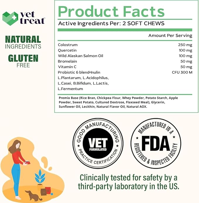 Dog Allergy Relief Chews - 120 Dog Allergy Chews - Itch Relief for Dogs - Anti Itch for Dogs - Dry & Itchy Skin - Allergies & Immune Support Supplement, Omega 3 Fish Oil, Probiotics - USA