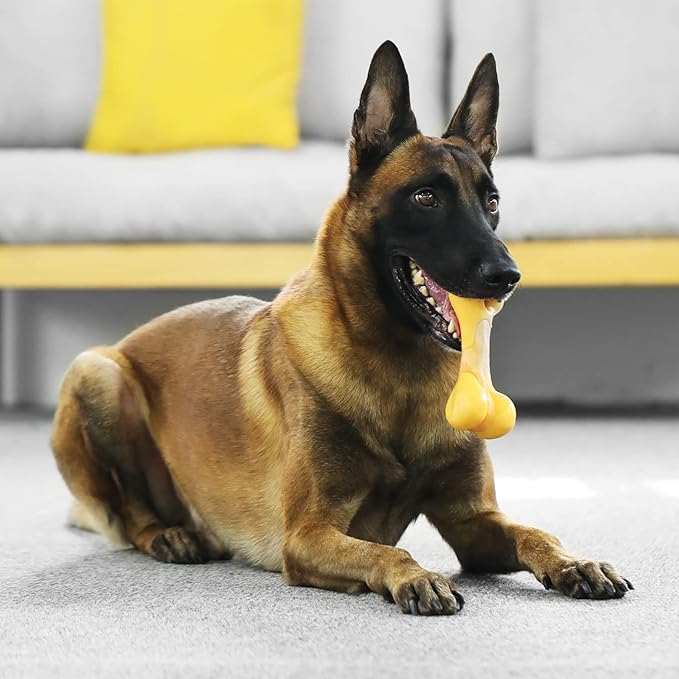 Tikaton Indestructible Dog Chew Toys for Aggressive Chewers, Chicken Flavor Durable Dog Teething Chew Toys Bones for Large/Medium/Small Puppies