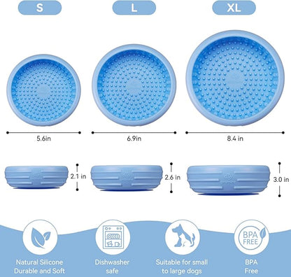 Dog Lick Bowl, Animire Freeze Lick Mat for Dogs, Non-Slip Slow Feeder Licking Bowl Enrichment Treat for Distraction Anxiety Relief, Food Grade Silicone, Dishwasher Safe(Baby Blue,S)
