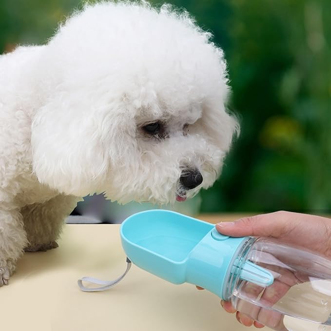 Portable Pet Water Bottle with 180ML Food Storage - Large Size Leakproof Dog Water Bottle for Walking, Travel & Outdoor Use - Cats & Dogs Universal (Pink, 320ML)