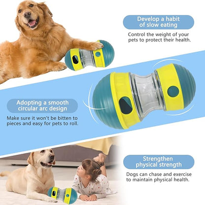 Interactive Dog Toys to Keep Them Busy, Puppy Puzzle Adjustable Food Dispenser Slow Feeder, Enrichment Treat Dispensing Toy Ball for Large/Medium/Small Breed Dogs Pet Gift, Yellow