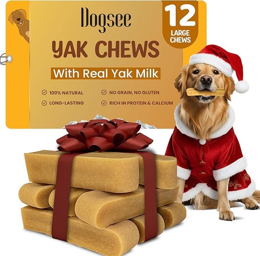 Dogsee Original Yak Cheese Himalayan Dog Chews 3lb (Large - 12 Bars) | 100% All Natural | Dog Treats Large Breed | Dog Chews Long Lasting for Aggressive Chewers | High Protein Dental Sticks