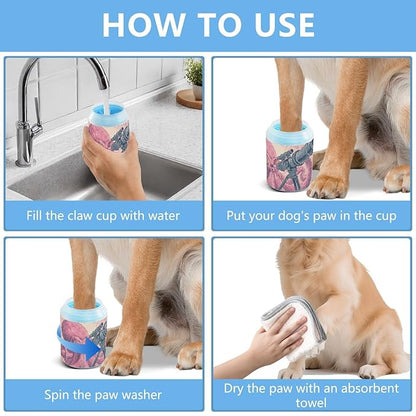Dog Paw Cleaner Mudbuster Dog Foot Washer for Small Medium Large Dogs Cats Premium Pet Supplies Retro Octopus Telescope Pink