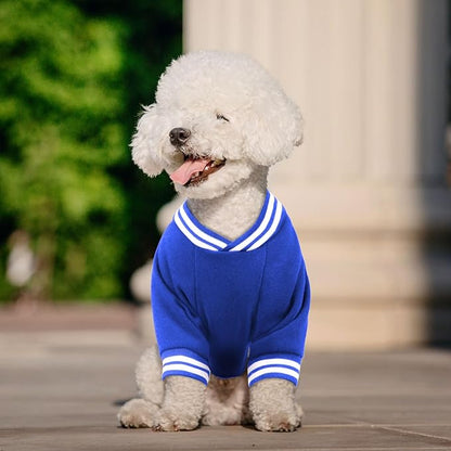 Dog Sweaters for Large Dogs, Brushed Fleece Dog Sweater Baseball Jacket Large Pet Sweater Clothes Soft Warm Boy Girl Pet(Blue-XL)
