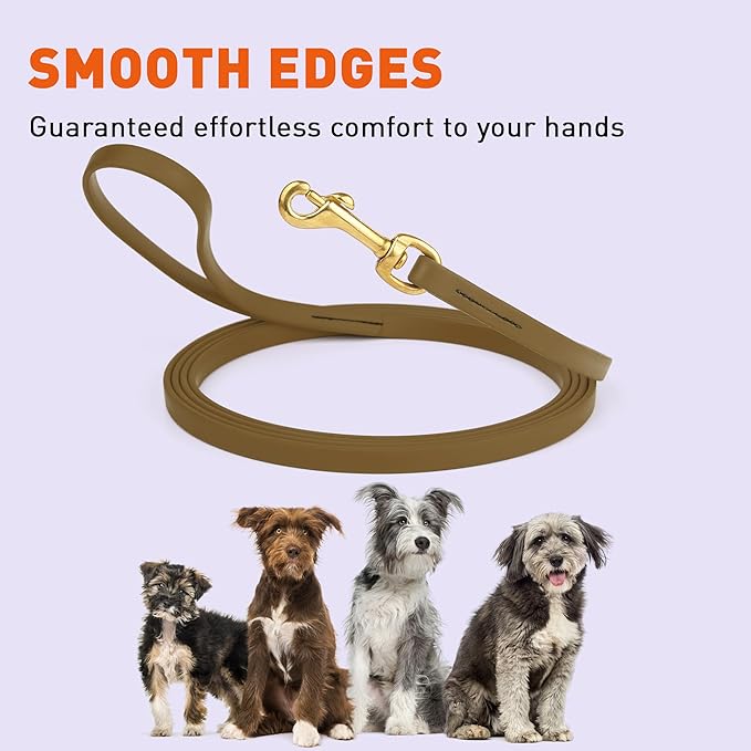 Viper Biothane K9 Working Dog Leash Waterproof Lead for Tracking Training Schutzhund Odor-Proof Long Line with Solid Brass Snap for Puppy Medium and Large Dogs, 20ft Coyote Brown