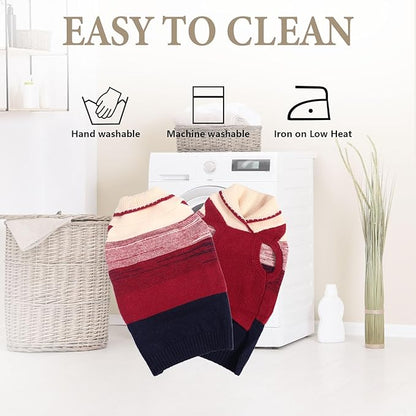 French Bulldog Small Soft Knitted Dog Sweater Puppy Pullover Frenchie Pug English Boston Terrier Bully Pitbull Sweatshirt Clothing Cold Weather Winter Coats(Red,Large)