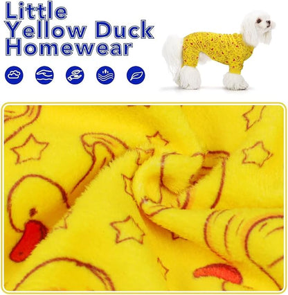 Paiaite Dog Pajamas Onesie: Comfortable Four-Legged Apparel for Small, Medium, & Large Dogs, Polyester Material for Comfort, Wrinkle Resistance, Moisture Wicking, Stretchiness Rotating Duck XS