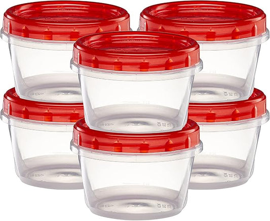 (16 Ounce 20 Pack) Twist cap Containers Clear Bottom With Red Top Screw on Lids Twist Top Food Storage Freezer Containers