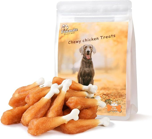 Dog Treats Chicken Wrapped Calcium Bone, Rawhide-Free Grain-Free Training Treats for Dogs Teeth Cleanning Breath Fresh Dog Chewy Snacks for Medium Large Dogs 10.6 oz, 18-19 Counts