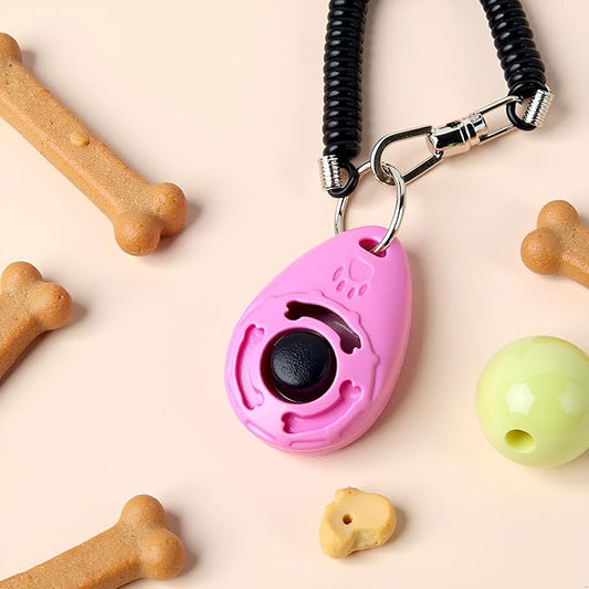 1pc Pink Clicker Easy to Use with Button Dog Training Accessories Strong and Long-Lasting,Training and Behavior Aids