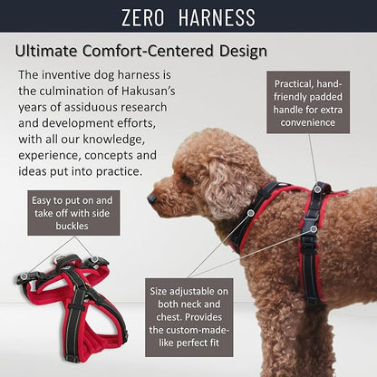 [白山:Hakusan] Zero Dog Harness Basic Type, Safe - No chocking/Hard to Disconnect, Great fit - Easy Put on and Off/Adjustable, Reflector, M - Medium Dog, Two-Tone Orange×Yellow
