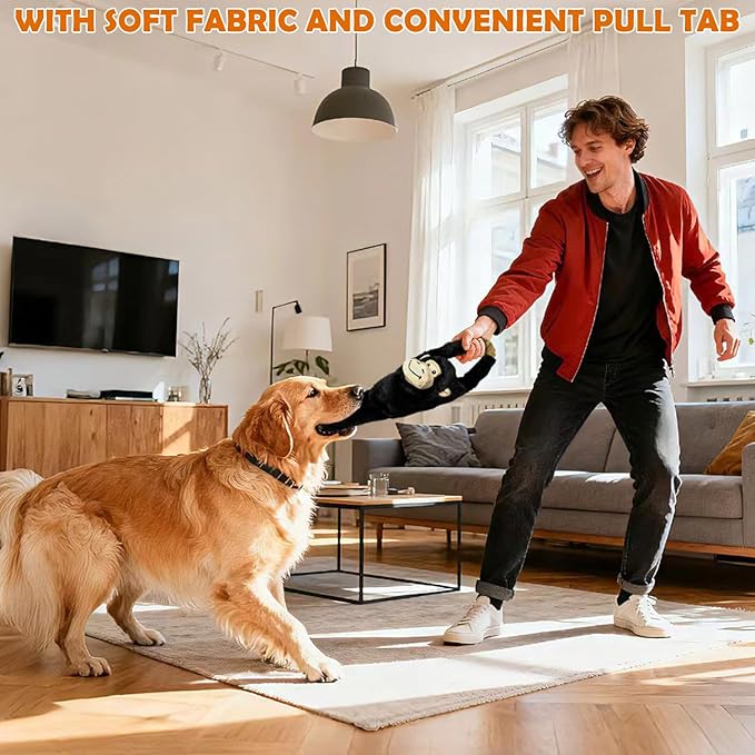 No Stuffing 5-Pack Dog Toys, Squeaky Plush with Crinkle to Keep Them Busy, Pull-tab Toys for Tug of War, Animal Shaped Dog Toys for Large, Medium and Small Dogs.