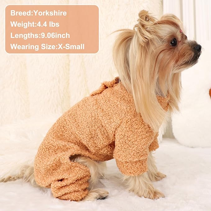 Dog Pajamas Small Sized Dogs Boy Girl Small Dog Sweater Fleece Puppy Clothes Jammies Doggie Pjs Chihuahua Fall Winter Warm Onesies Jumpsuit Clothing Pet Male Female