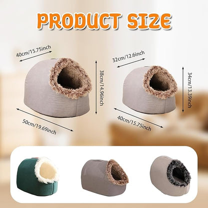 Winter Warm Pet Cave Bed, 2026 New Winter Cozy Cat Tent for Indoor, Soft Plush Cozy Indoor Nest with Non-Slip Bottom for Small Medium Dogs, Cats (Gray, M, 16 * 14 * 13inches)