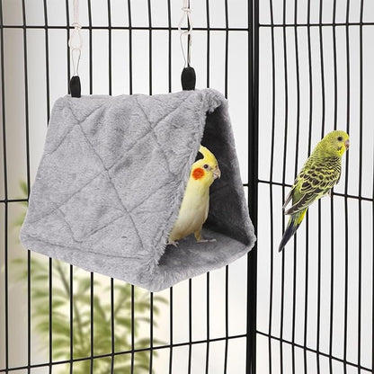 Wontee Bird Nest House Warm Bird Bed Hanging Hammock Snuggle Hut for Budgies Parakeets Caique Senegal Quaker Parrots Cockatiels Conures (Grey)