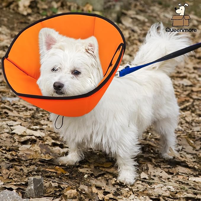 Queenmore Dog Cone, Dog Cone for Large Dogs, Soft Dogs Cone Collar After Surgery for Neutering, Breathable Pet Cones, Adjustable E-Collar Alternative to Stop Licking, Orange XL