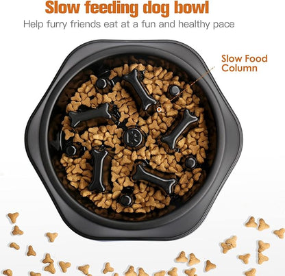 UPSKY Slow Feeder Dog Puzzle Bowl, Interactive Bloat Stop Non-Slide Lick Treat Bowl for Small Medium Dogs (Black)
