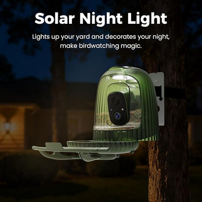 HIXX Smart Bird Feeder with 4MP Camera – Auto Capture Video, AI Bird Identification, Large Capacity & Seed Guard, Solar Powered Night Light, Live Birdwatching Camera for Lovers, Family & Friends