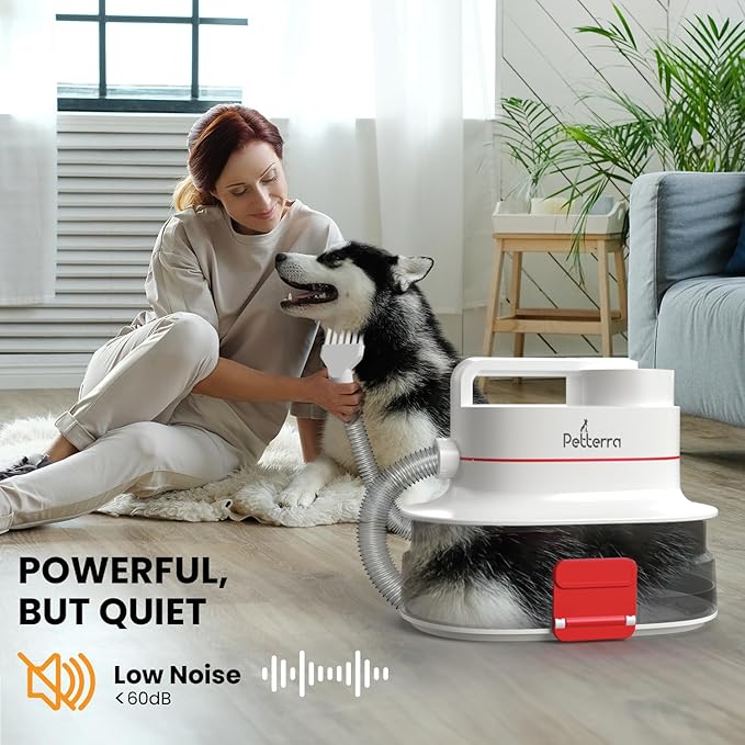 FurCare Pro 3-in-1 Grooming Kit with Vacuum Suction (99%) - Pet Dryer, Professional Clippers & Efficient Grooming Tools, 4L Dust Cup, Low Noise, Ideal for Dogs, Cats, and More