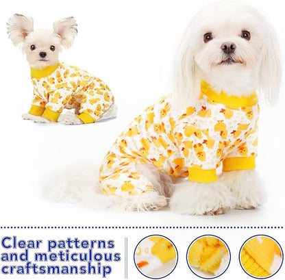 Paiaite Dog Pajamas Onesie: Comfortable Four-Legged Apparel for Small, Medium, & Large Dogs, Polyester Material for Comfort, Wrinkle Resistance, Moisture Wicking, Stretchiness Cartoon Duck XS