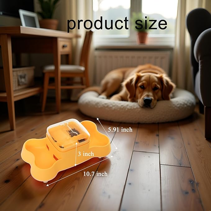 Dog Slow Feeder, Interactive Dog Treat Dispenser Toy for Mental Stimulation, Food Puzzles for Cats & Dogs to Prevent Boredom, Anxiety, Easy to Fill & Clean(Yellow).
