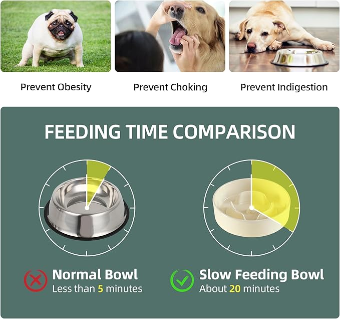 Ceramic 0.9 Cup Dog Bowl Slow Feeder for Small Dog, 6.1inch Pet Slow Feeder, Stop Bloat, Preventing Choking(Single Bowl-Beige)