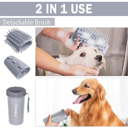 Dog Paw Cleaner for Large Dogs With 3 Towels & Bath Brush, Muddy Foot Washer for Pets