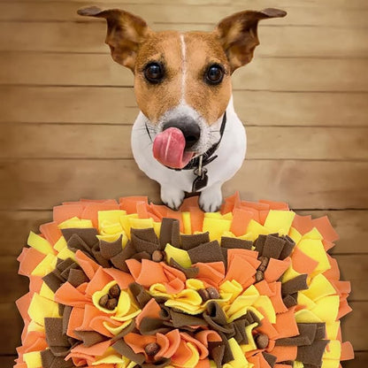 LIVEKEY Pet Snuffle Mat for Dogs, Dog Feeding Mat, Nosework Training Mats for Foraging Instinct Interactive Puzzle Toys (Orange&Yellow&Brown)