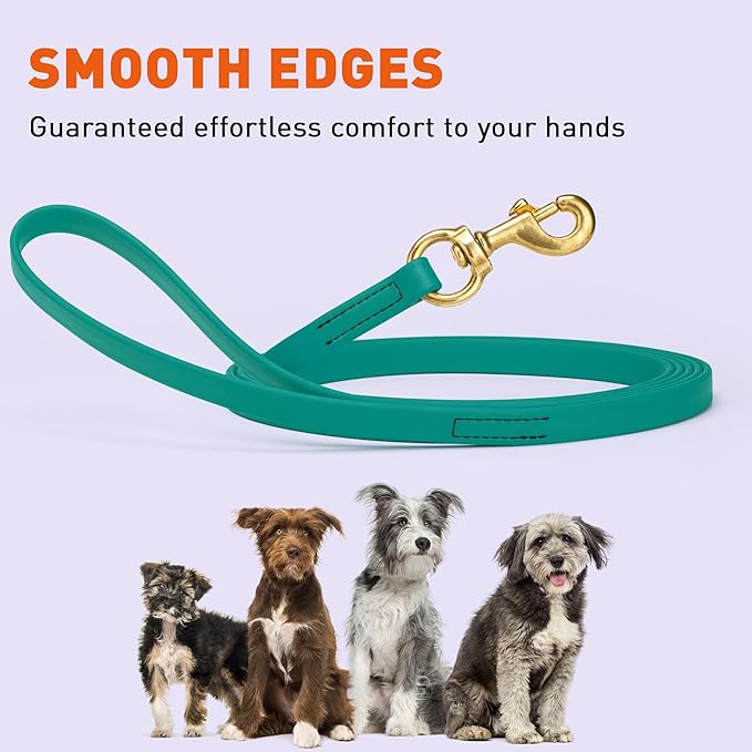 Viper Biothane K9 Working Dog Leash Waterproof Lead for Tracking Training Schutzhund Odor-Proof Long Line with Solid Brass Snap for Puppy Medium and Large Dogs, 15ft Blue Aqua