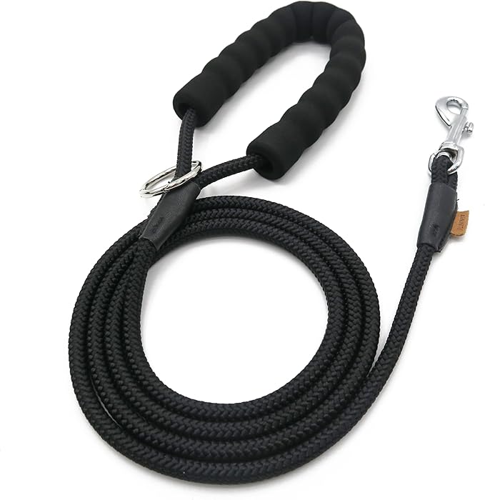 Dog Leash, Braided Rope Traction – Walking Training Lead for Small Dogs ((1/3") x 6FT, Black)