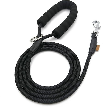 Dog Leash, Braided Rope Traction – Walking Training Lead for Small Dogs ((1/3") x 6FT, Black)