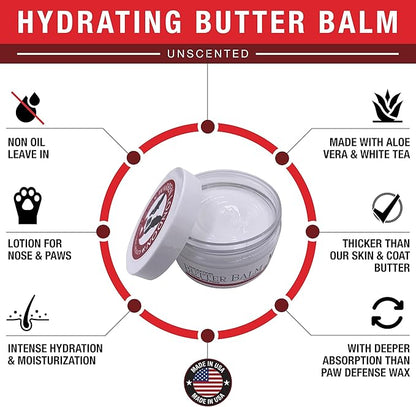 Warren London Hydrating Butter Balm for Dogs – Unscented – Deep Moisture Paw & Nose Cream for Dry, Cracked Pads & Snouts – Lick-Safe, Non-Greasy – Ideal for Frenchies & All Breeds – Made in USA – 4oz